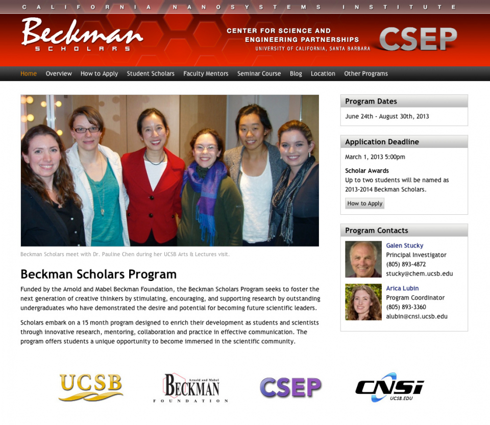 Beckman Scholars Program Front Page