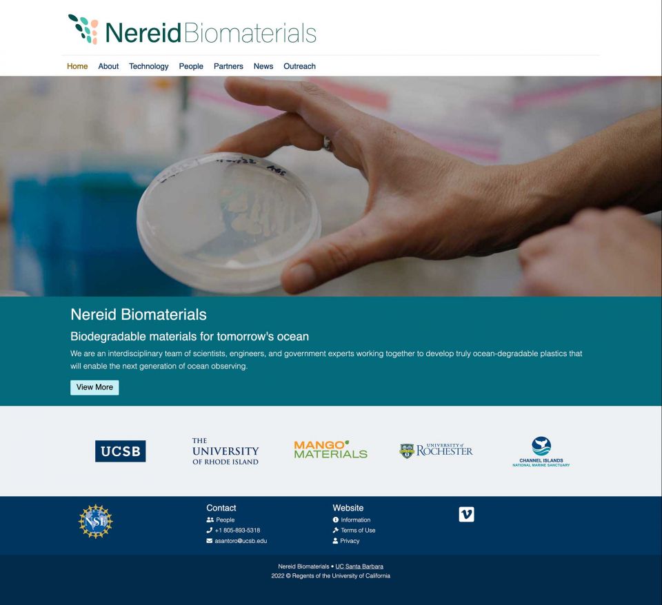 Nereid Biomaterials Website