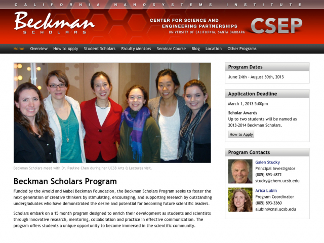 Beckman Scholars Program Front Page