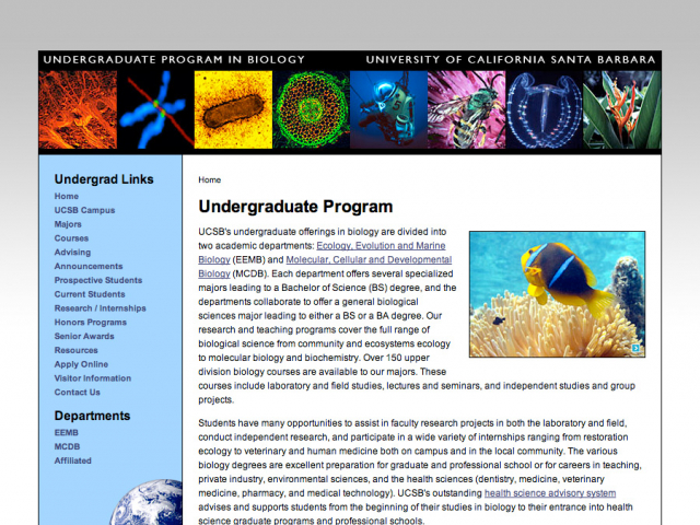 Biology Undergraduate Program Front Page