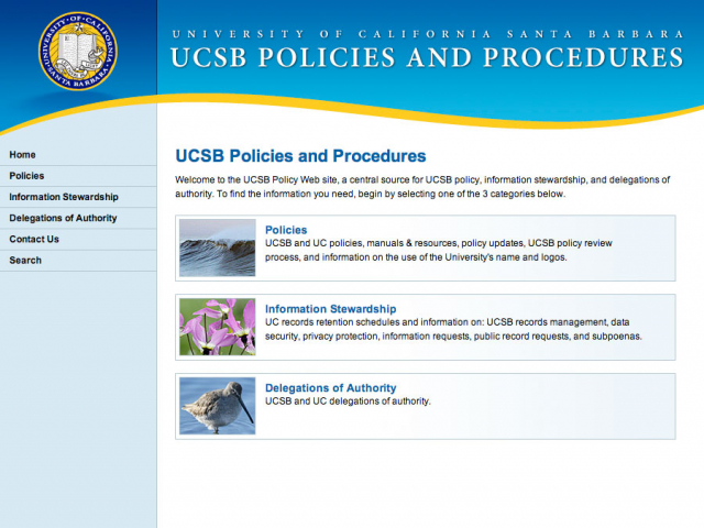 UCSB Policies and Procedures Front Page