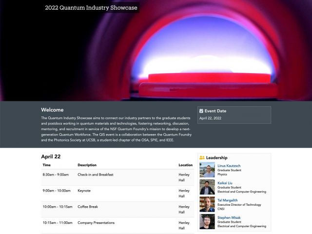 2022 Quantum Industry Showcase Website
