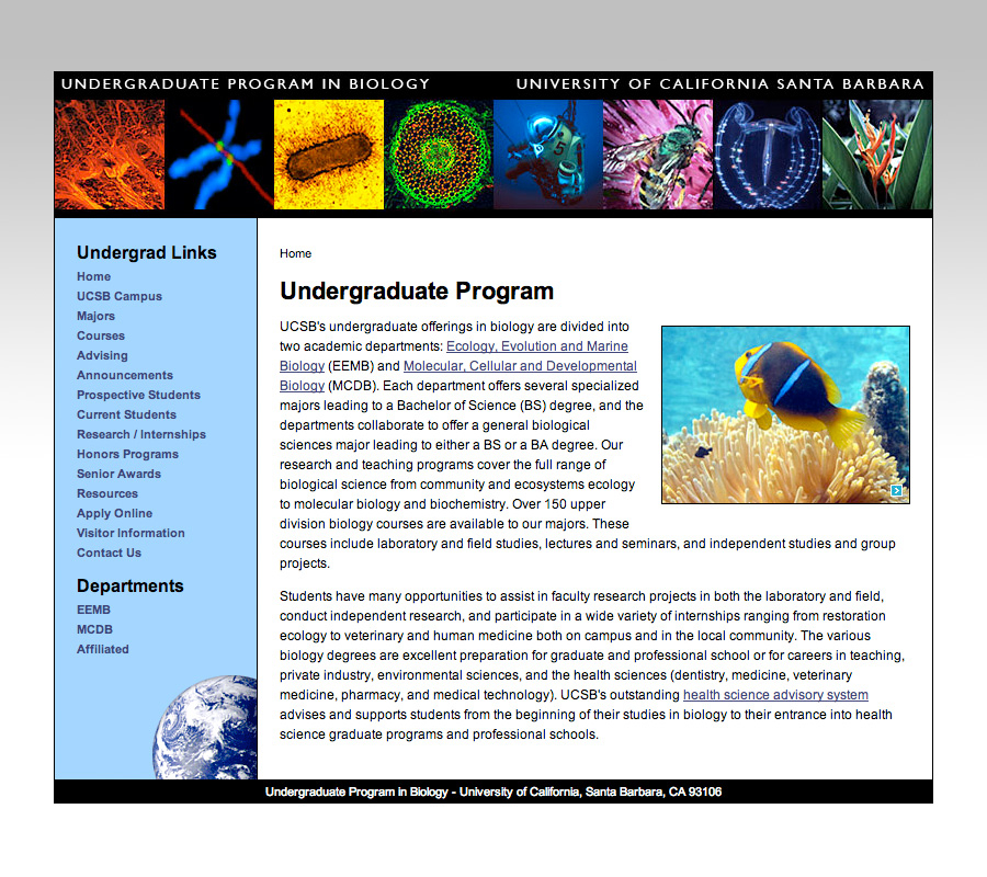 Biology Undergraduate Program Front Page
