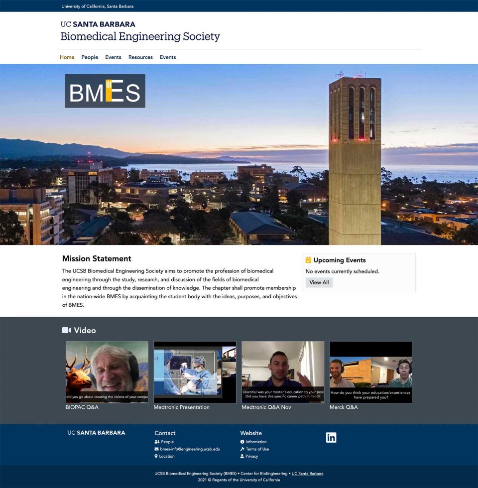 UCSB Biomedical Engineering Society Website