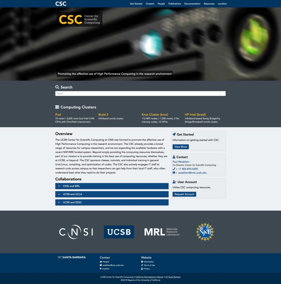 Center for Scientific Computing Website