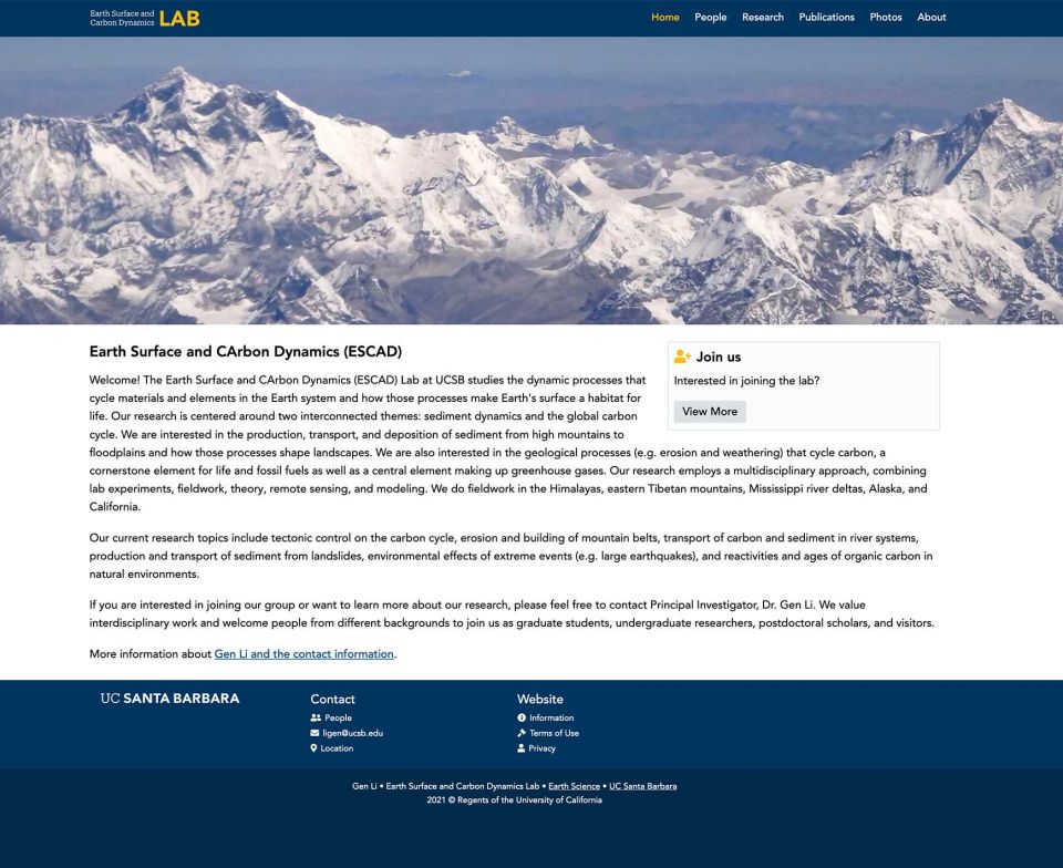 Earth Surface and Carbon Dynamics Lab Website