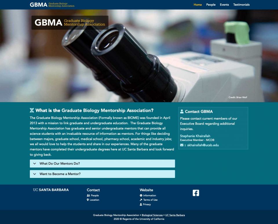 Graduate Biology Mentorship Association Website