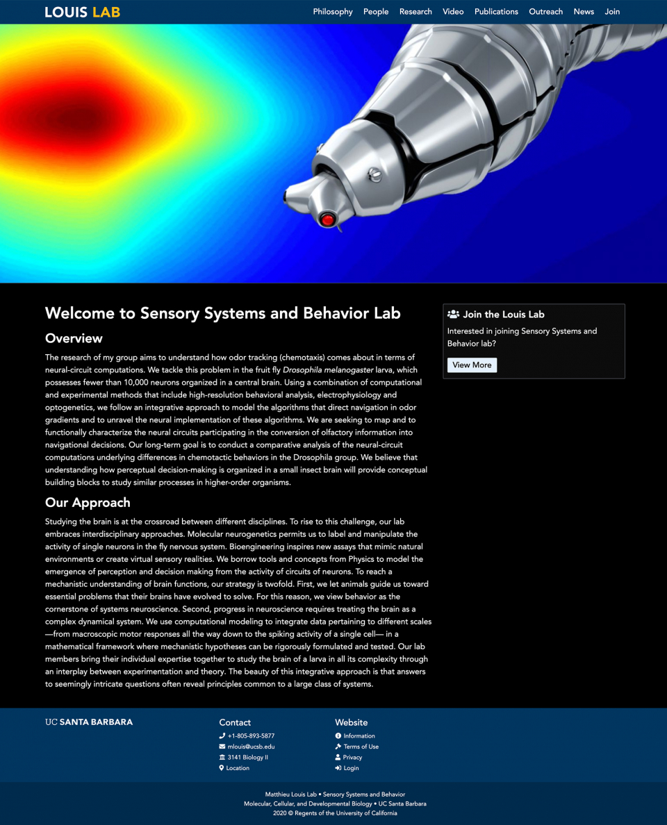 Sensory Systems and Behavior Lab Front Page